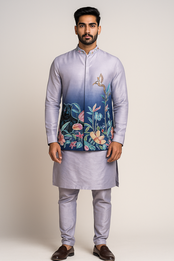 Designer Lavender Kurta Jacket Set