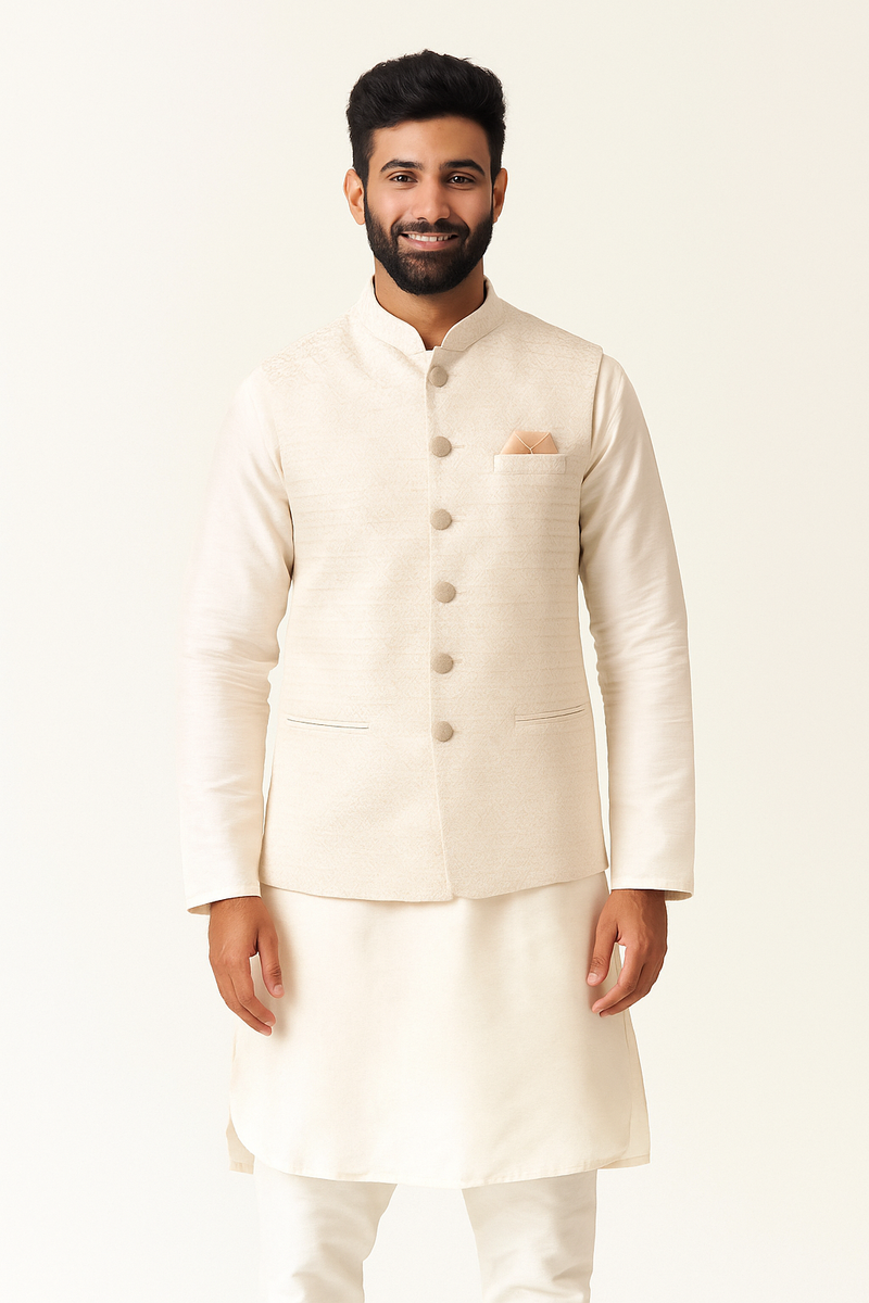 Ivory Nehru Kurta Jacket Set