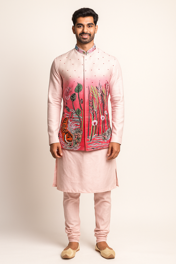 Pink Fusion Kurta Jacket Set