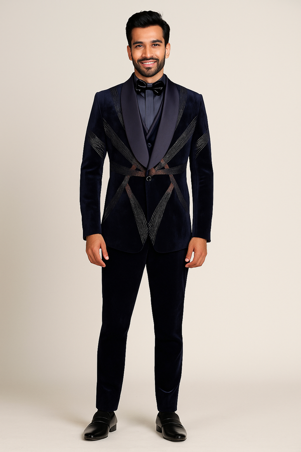 Navy Blue Velvet Tuxedo