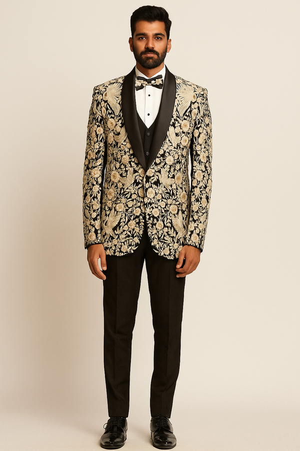 Black and Gold Embroidered Tuxedo