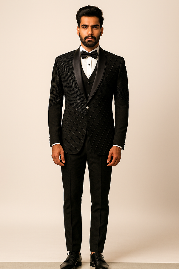 Geometric Black Formal Tuxedo Set