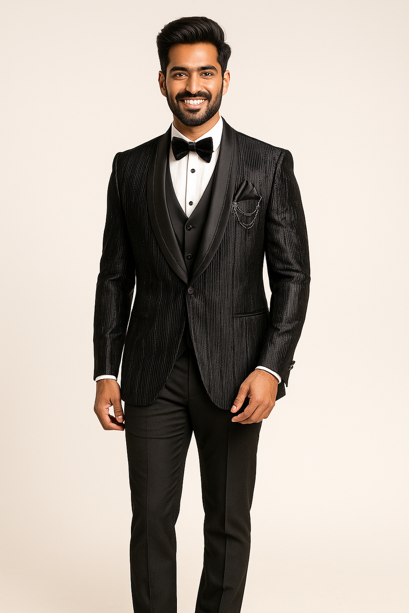 Black Textured Tuxedo