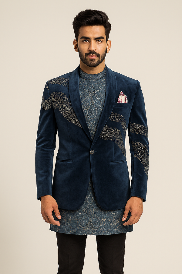 Navy Blue Velvet Tuxedo