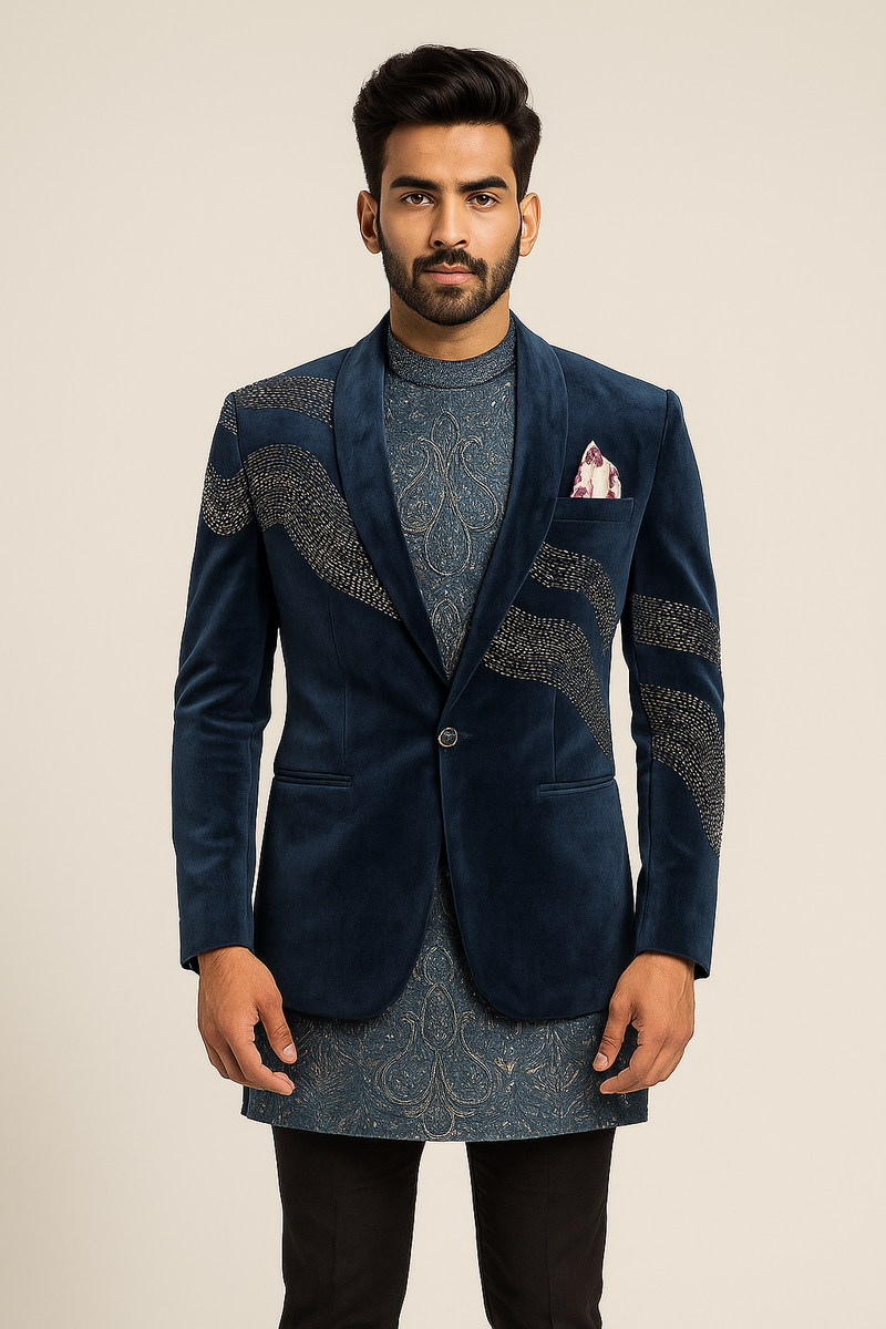 Navy Blue Velvet Tuxedo